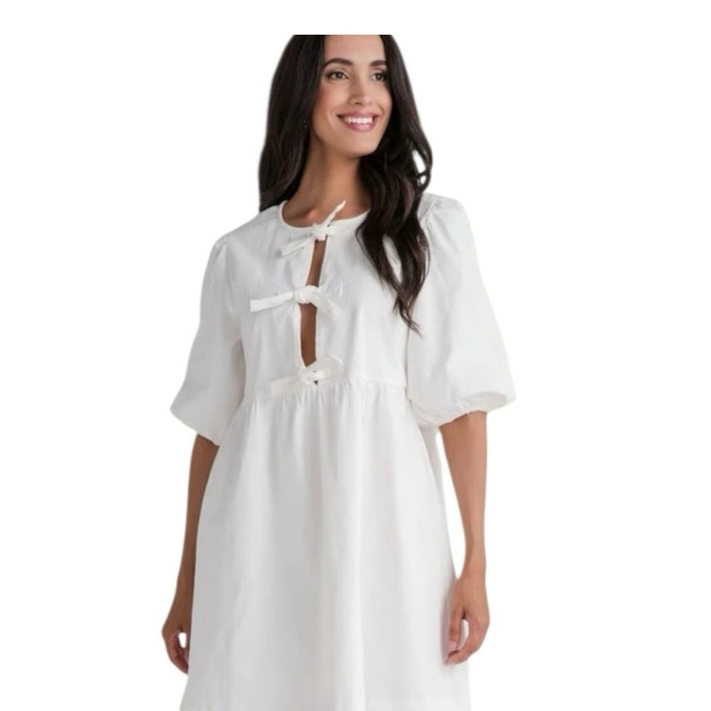 Joie White Bow Detail BabyDoll Dress